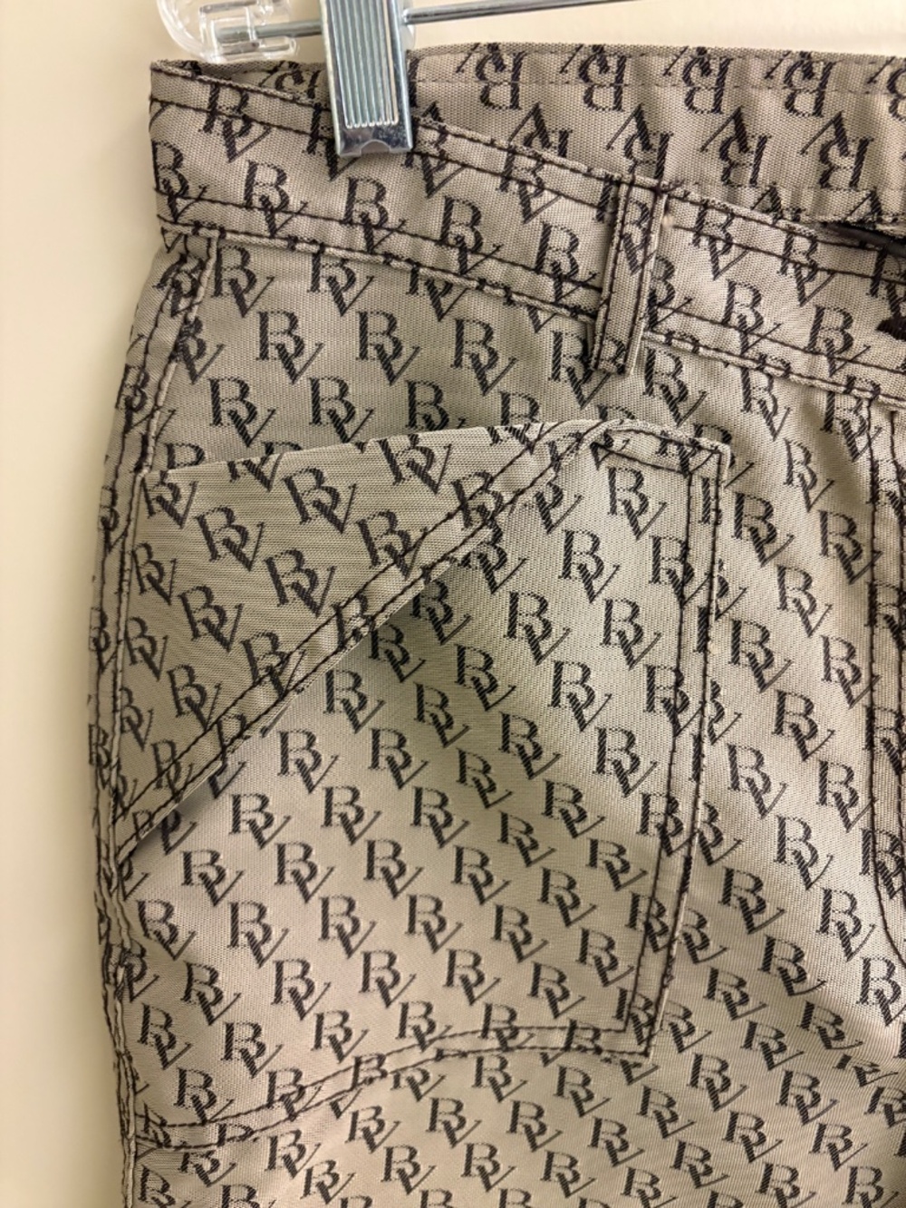 Bottega Veneta tan, brown logo straight leg pants. - Picture 5 of 14